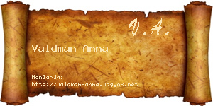 Valdman Anna névjegykártya